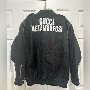 Gucci Black Bomber Jacket with Bold Lettering